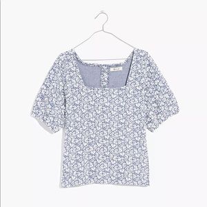 Madewell Floral Jacquard Button-Back Top - NWT